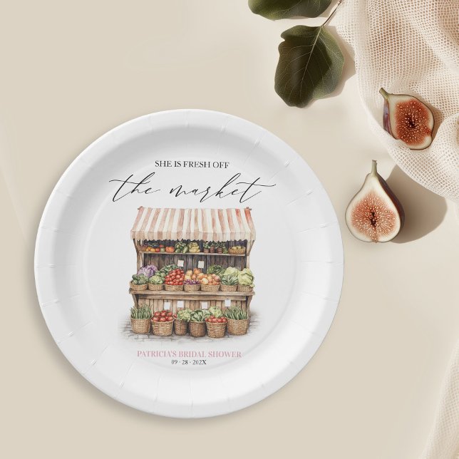 She's Off the Market Farmer's Market Bridal Shower Paper Plates (Creator Uploaded)