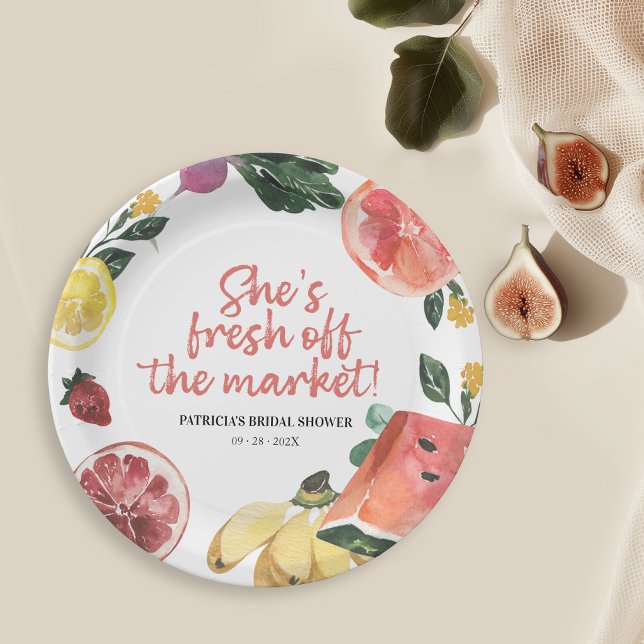 She's Off the Market Farmer's Market Bridal Shower Paper Plates (Creator Uploaded)