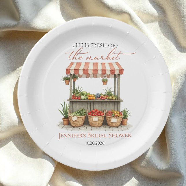 She's Off the Market Farmer's Market Bridal Shower Paper Plates (Creator Uploaded)