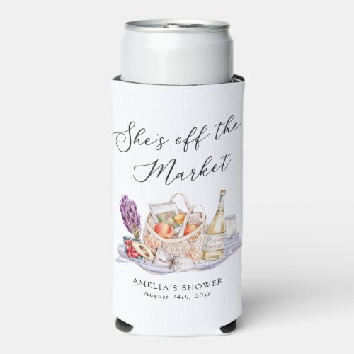 Shes Off the Market Farmers Market Bridal Shower Seltzer Can Cooler