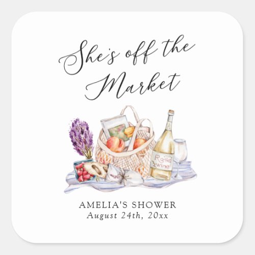 Shes Off the Market Farmers Market Bridal Shower Square Sticker