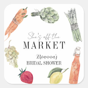 She's Off the Market Farmers' Market Bridal Shower Square Sticker