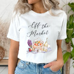She's Off the Market Farmer's Market Bridal Shower T-Shirt<br><div class="desc">Introducing our charming "She's Off the Market" bridal shower collection! This delightful suite features a playful farmer's market theme, perfect for celebrating the bride-to-be. With its whimsical fruit, wine and food illustrations along with a cozy picnic design, this suite sets the tone for a fun and stylish gathering. This suite...</div>