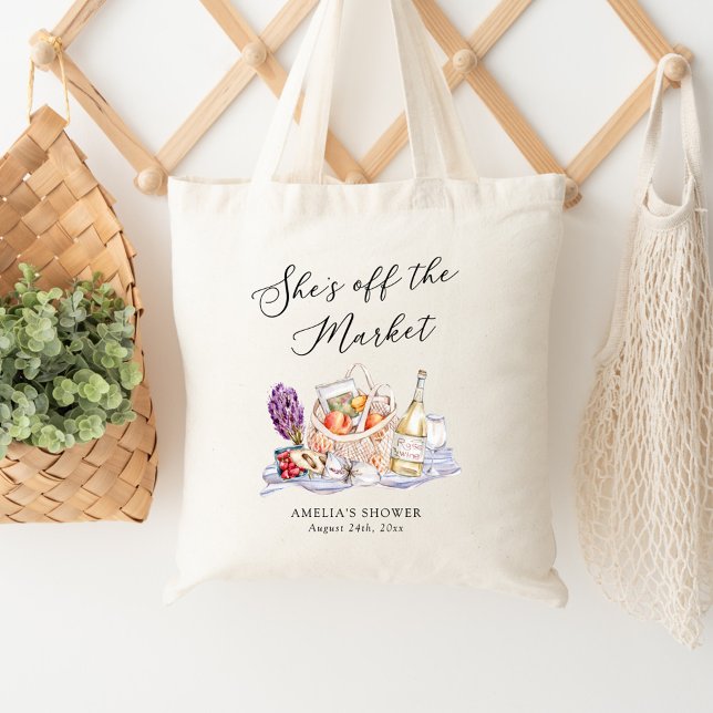 She's Off the Market Farmer's Market Bridal Shower Tote Bag (Creator Uploaded)