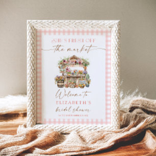 She's Off The Market Floral Bridal Shower Welcome Poster