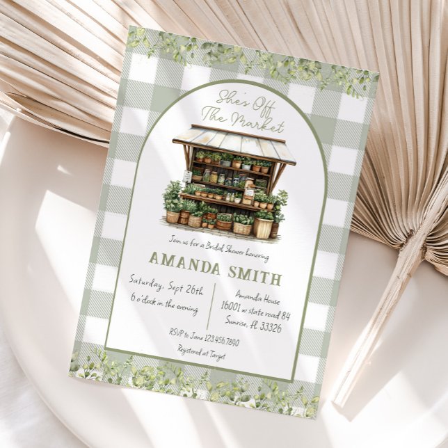 She's Off The Market Gingham Bridal Shower Invitation (Creator Uploaded)