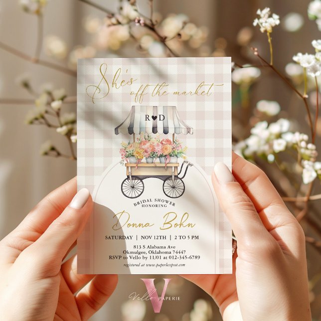 She's Off the Market Gingham Bridal Shower Invite (Creator Uploaded)