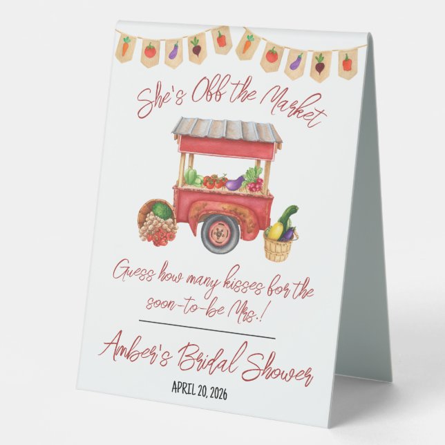 She's off the Market Guess How Many Kisses Game Table Tent (Front)