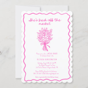She's Off the Market Hand-Drawn Bridal Shower Invitation