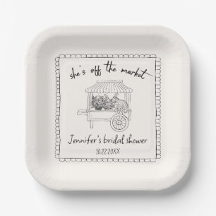 "She's off the Market" Hand Drawn Bridal Shower Paper Plates
