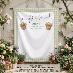 Shes off the Market Sage Gingham Photo Backdrop