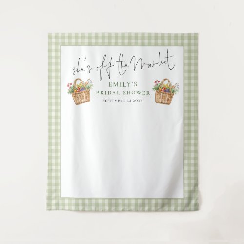 Shes off the Market Sage Gingham Photo Backdrop