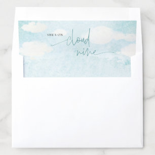 She's on Cloud 9 Blue and White Bridal Shower Envelope Liner