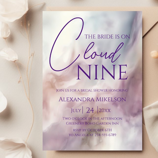 She's On cloud 9 Bridal Shower Dreamy Pastel Sky  Invitation (Creator Uploaded)