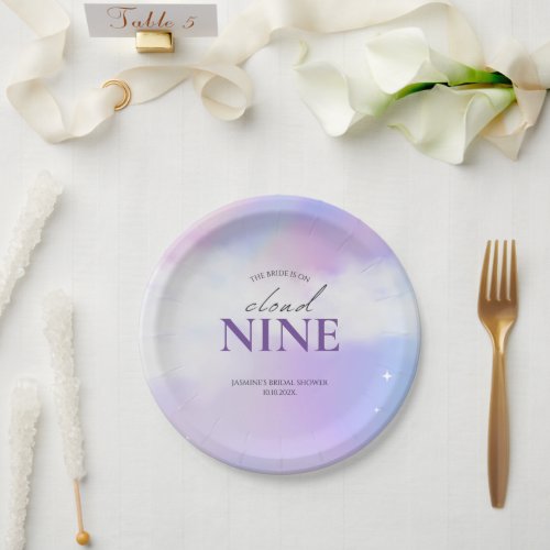 Shes On cloud 9 Bridal Shower Dreamy Pastel Sky Paper Plates
