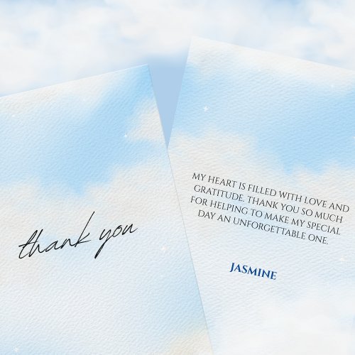 Shes on cloud 9 Bridal Shower Dreamy Sky Pastel T Thank You Card