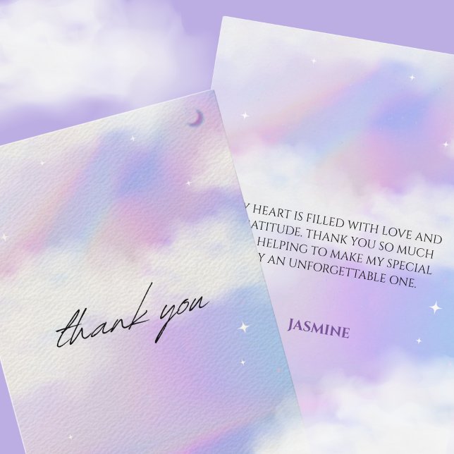 She's on cloud 9 Bridal Shower Dreamy Sky Pastel Thank You Card (Creator Uploaded)