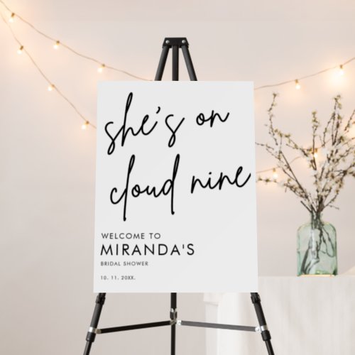 Shes on Cloud 9 Bridal Shower Welcome Sign Modern