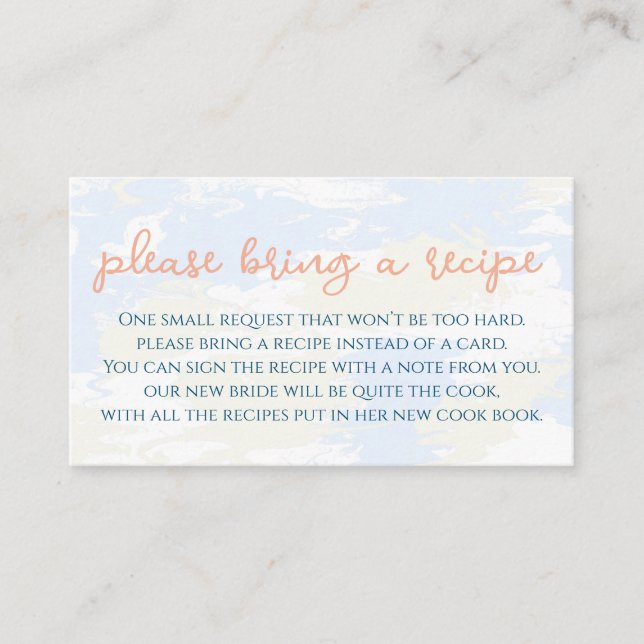 She's on Cloud 9 Bring a Recipe Bridal Shower Enclosure Card (Front)
