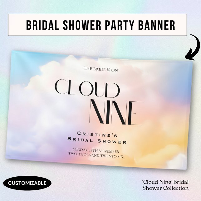 She's on cloud 9 Colorful Pastel Bridal Shower  Banner (Creator Uploaded)