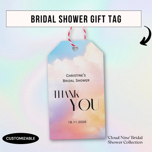 Shes on cloud 9 Colorful Pastel Bridal Shower  Gift Tags