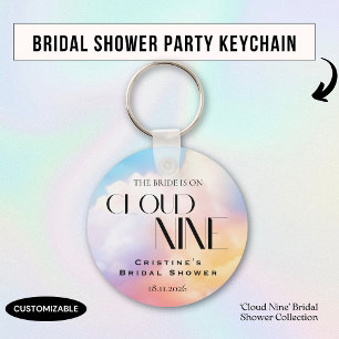 She's on cloud 9 Colorful Pastel Bridal Shower Keychain