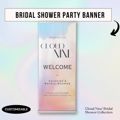 Shes on cloud 9 Colorful Pastel Bridal Shower  Retractable Banner