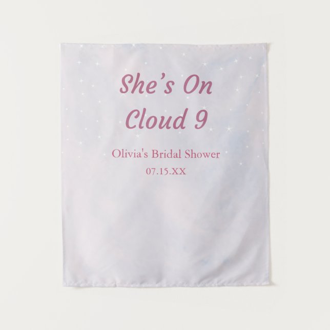 She's On Cloud 9 Dreamy Bridal Shower Backdrop  (Front)