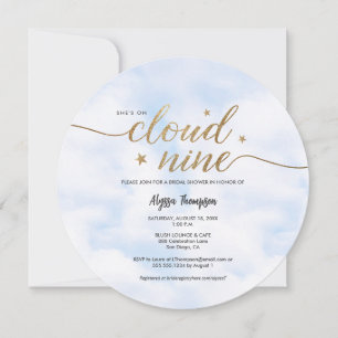 She's on Cloud 9 Dreamy Bridal Shower Clouds Invitation