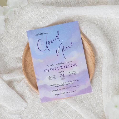 Shes on Cloud 9 Dreamy Pastel Bridal Shower Invitation