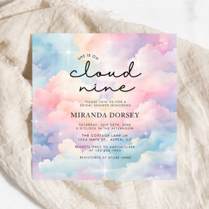 She's On Cloud 9 Dreamy Stars Bridal Shower Invitation