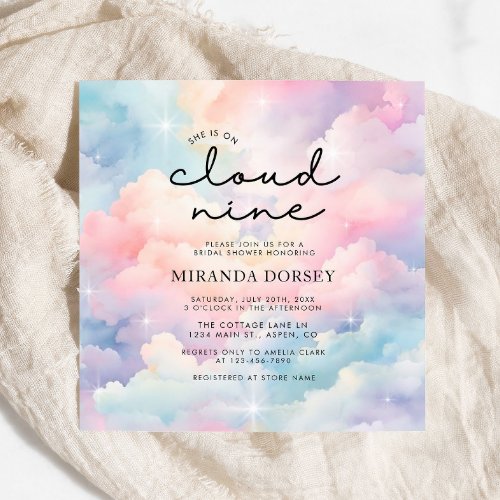 Shes On Cloud 9 Dreamy Stars Bridal Shower Invitation