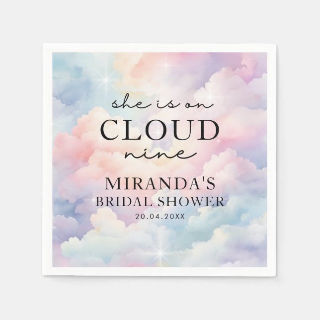 She's on Cloud 9 Dreamy Stars Bridal Shower Napkins (Front)