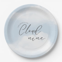 She's on Cloud 9 Dreamy Watercolor Bridal Shower Paper Plates
