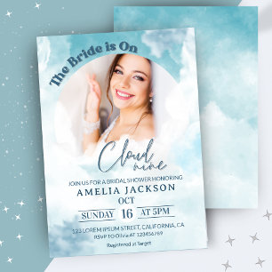 She's on cloud 9 Elegant Bridal Shower Dreamy Invitation