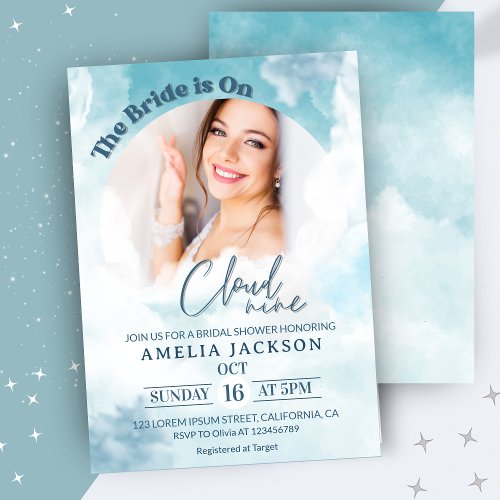 Shes on cloud 9 Elegant Bridal Shower Dreamy Invitation