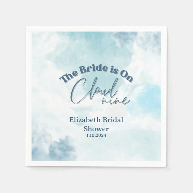 She's on cloud 9 Elegant Bridal Shower Dreamy Napkins (Front)
