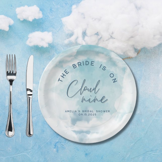 She's on cloud 9 Elegant Bridal Shower Dreamy Paper Plates (Creator Uploaded)
