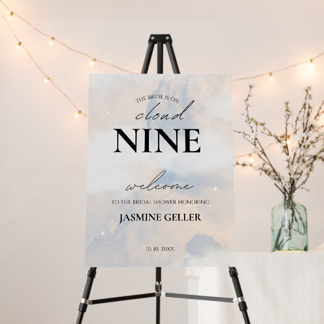 She's on cloud 9 Elegant Bridal Shower Welcome Foam Board (In Situ (Stand))