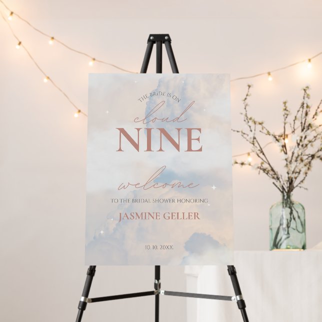 She's on cloud 9 Elegant Bridal Shower Welcome Foam Board (In Situ (Stand))