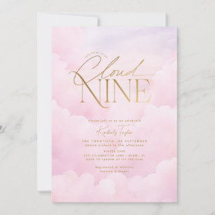 She's on Cloud 9 Elegant Pink Blush Bridal Shower Invitation