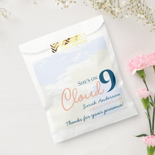 She's on Cloud 9 Elegant Texture Bridal Shower Favor Bag (Sealed)