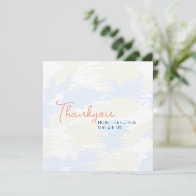 She's on Cloud 9 Minimalist Bridal Shower Thank You Card (Standing Front)