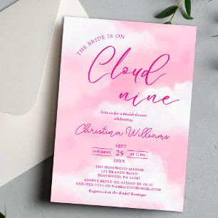 She's on Cloud 9 Pink Bridal Shower Invitation