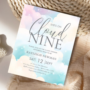 She's on Cloud Nine Baby Shower Budget Invitation