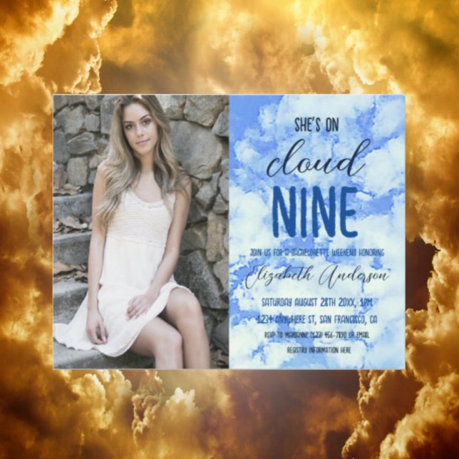 She's On Cloud Nine! Bachelorette Party Invitation (Creator Uploaded)