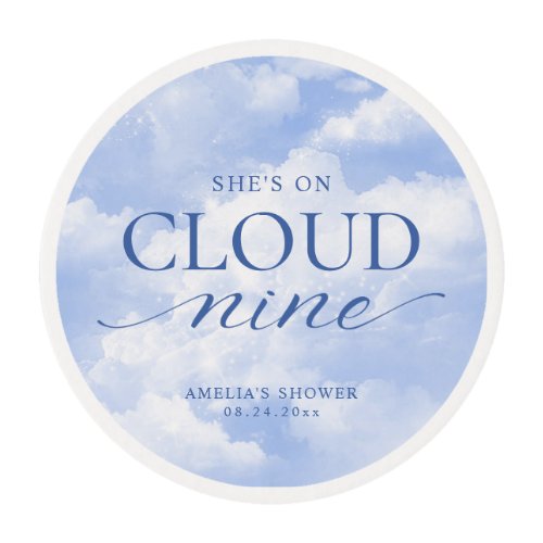 Shes On Cloud Nine Blue  Bridal Shower Edible Frosting Rounds