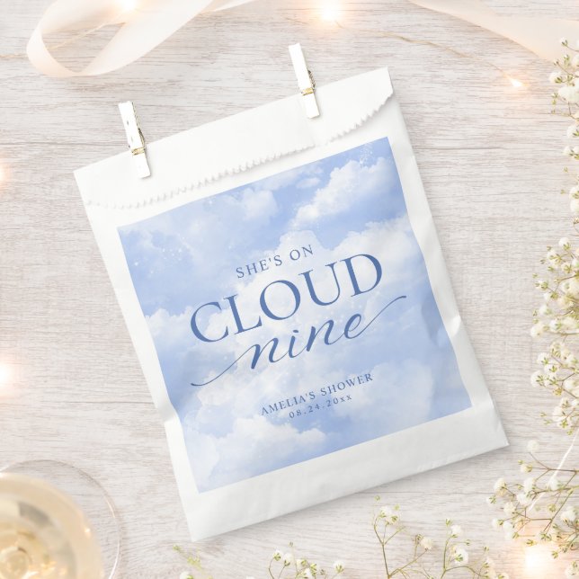 She's On Cloud Nine Blue  Bridal Shower Favor Bag (Clipped)