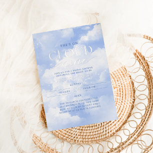 She's On Cloud Nine Blue Bridal Shower Foil Invitation