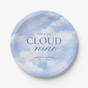 She's On Cloud Nine Blue Bridal Shower Paper Plates